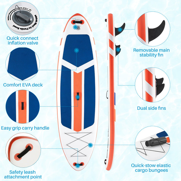 TINKLE WELL Inflatable Stand Up Paddle Board (SUP) Kit, Ultra-Stable Wide Design w/Non-Slip Deck &amp; 2-in-1 Adjustable Paddle, Complete Set for Beginners/Experts, Youth &amp; Adults