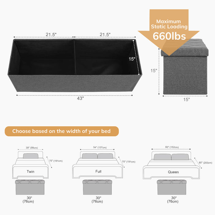 Simenmax 30'' Folding Storage Ottoman Bench, Bed Storage Foot Rest Stools Ottoman Storage Chest