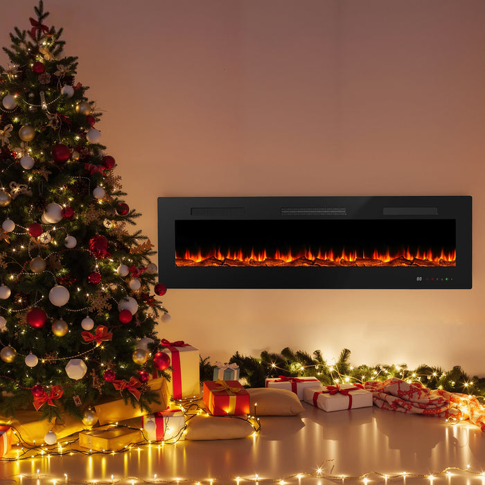 Simenmax 36'' Electric Fireplace in-Wall Recessed and Wall Mounted Fireplace Heater,Linear Fireplace with Multicolor Flame,Timer,Low Noise,Remote Control,Black