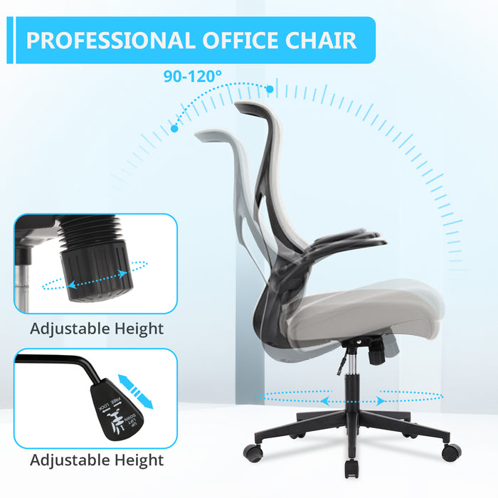 Bigleap Office Chair, Ergonomic Computer Chairs with Flip-up Arms,Gray