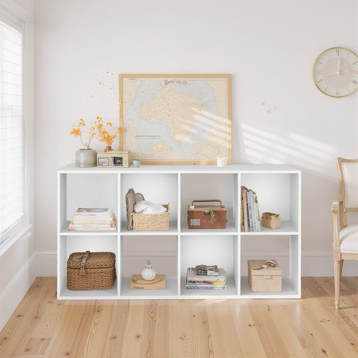 TINKLE WELL 6/8/9-Cube Storage Shelf Organizer, Bookcase with Removable Back Panels, Adjustable White Wood Bookcase for Living Room, Home Office