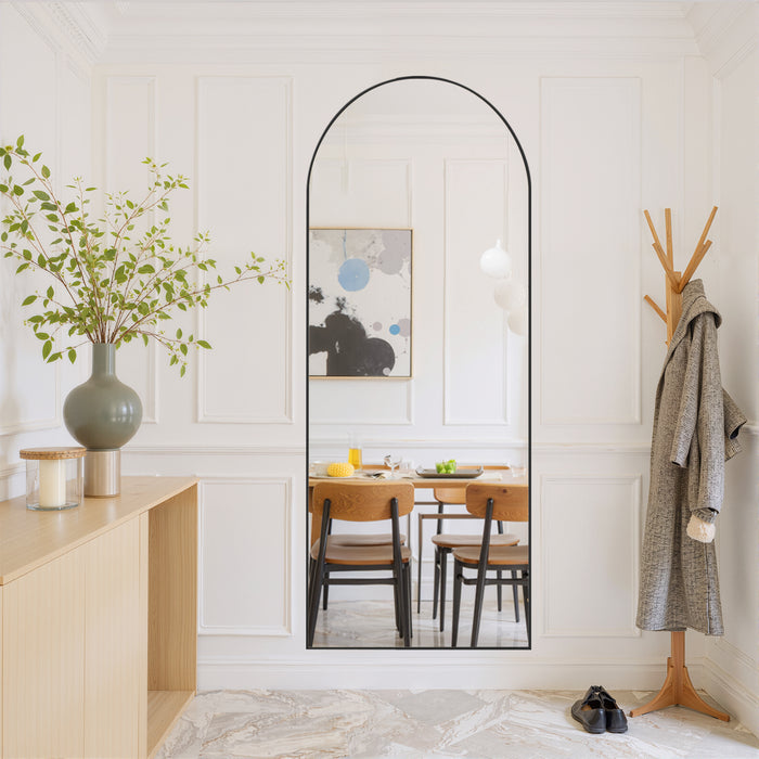 TINKLE WELL Arched Full-Length Mirror, 59"x16" Inch Freestanding, Wall-Mounted or Leaning Floor Mirror, Sleek Gold Aluminum Alloy Frame, Placed in Bedroom, Cloakroom, or Living Room