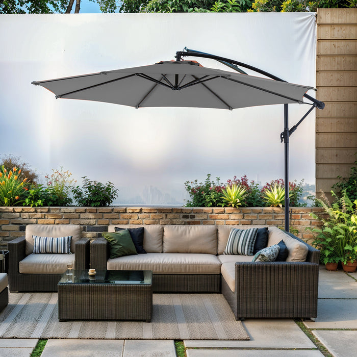 Simenmax 10ft Offset Umbrella Cantilever Patio Hanging Umbrella Outdoor Market Umbrella with Crank & Cross Base Suitable for Garden, Lawn, backyard and Deck,Blue