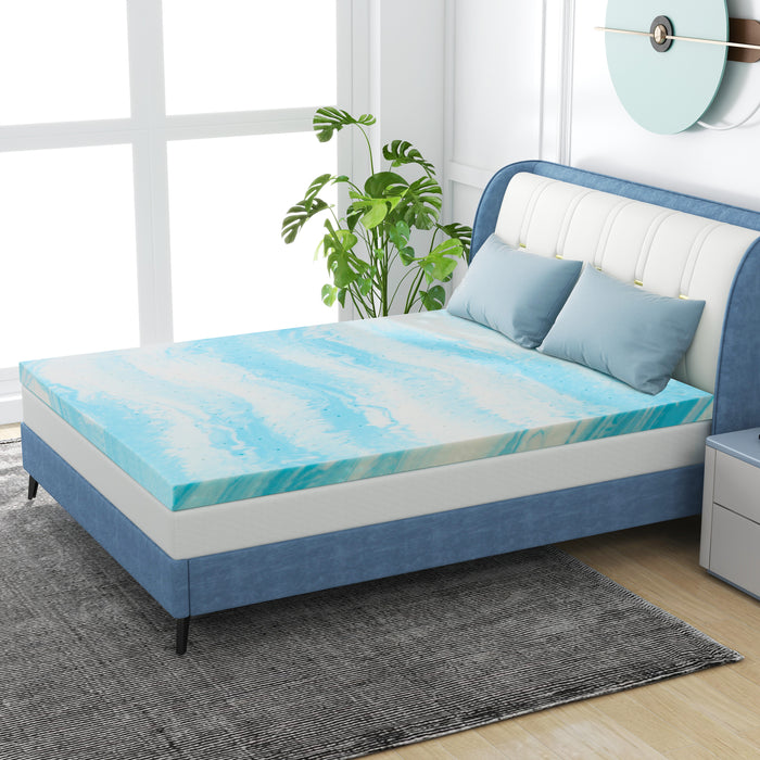 Simenmax TwinXL Mattress Topper, 3 Inch Gel Memory Foam Bed Topper for TwinXL Size Bed, CertiPUR-US Certified, Blue