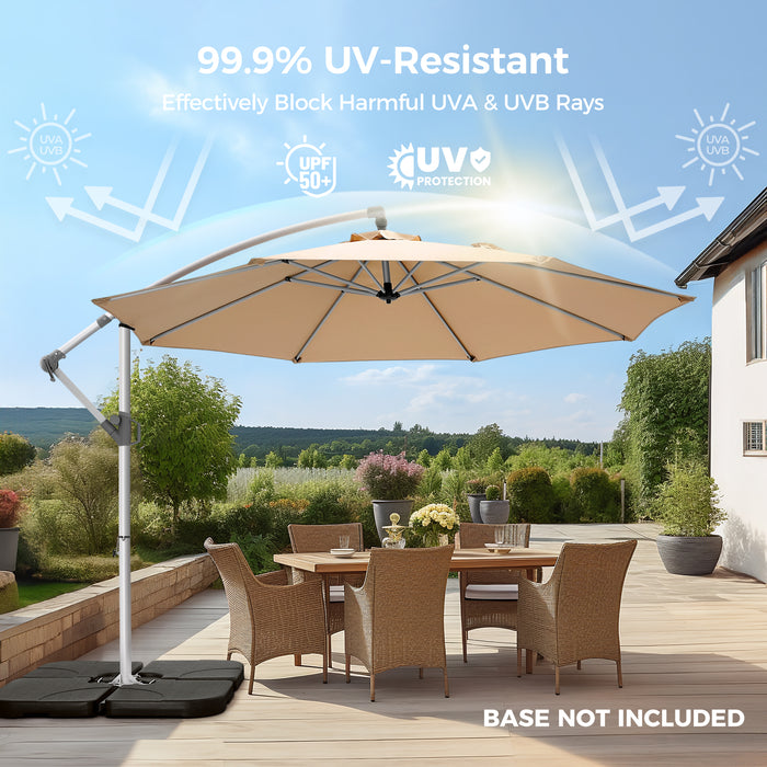 Bigleap 10ft Offset Umbrella Cantilever Patio Hanging Umbrella Outdoor Market Umbrella,Beige