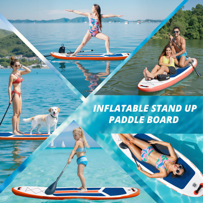 Bigleap Inflatable Paddle Board Stand Up Paddle Board 6‘’ Thick 2-in-1 Paddle with Sup Accessories & Carry Bag & Fast Pumping for All Skill Levels, Orange