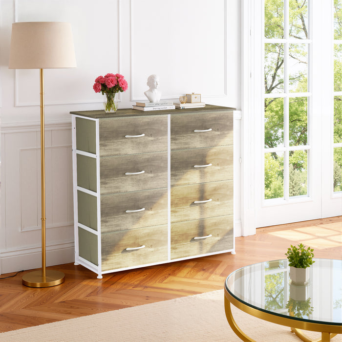 Bigleap 8-Drawer Dresser, Fabric Storage Tower for Bedroom, Hallway, Entryway, Tall Chest Organizer Unit with Fabric Bins,Oak