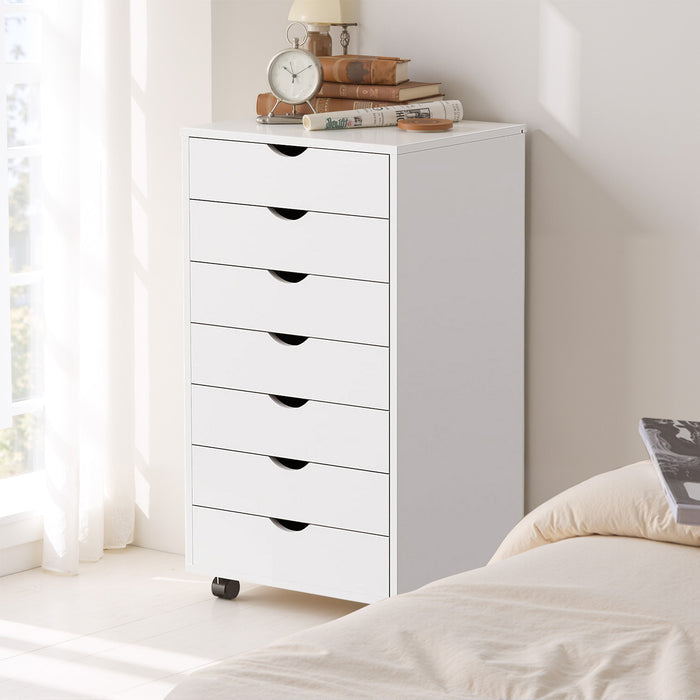 Bigleap 5/7 Drawer Chest, Wooden Tall Dresser Storage Dresser Cabinet With Wheels for Office, Bedroom, Home