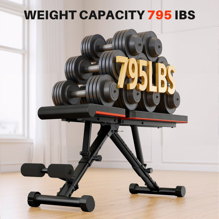 Simenmax Adjustable Weight Bench for Home Gym, 9-Position Incline/Decline, Foldable, Heavy Duty Workout Bench for Full Body Training (Chest, Legs, Abs, Dumbbell Exercises)
