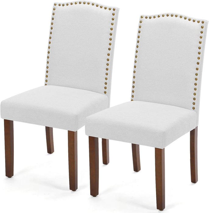 Sybels Set of 2 Modern Dining Chairs with Padded Leather Seat and Wooden Legs for Living Room, Dining Room, Gray