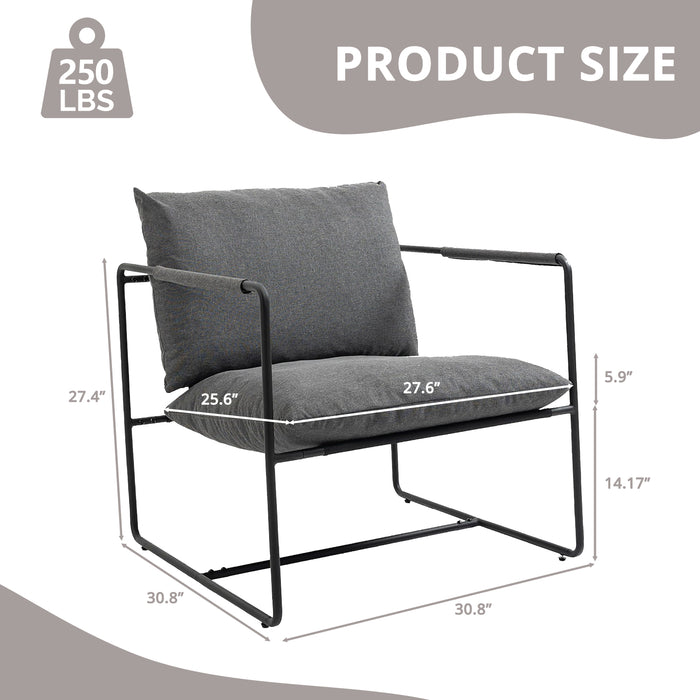 Sling Accent Chair, Modern Lounge Chair with Sturdy Metal Frame & Soft Cushion, Comfortable Side Chair for Living Room, Bedroom, Office