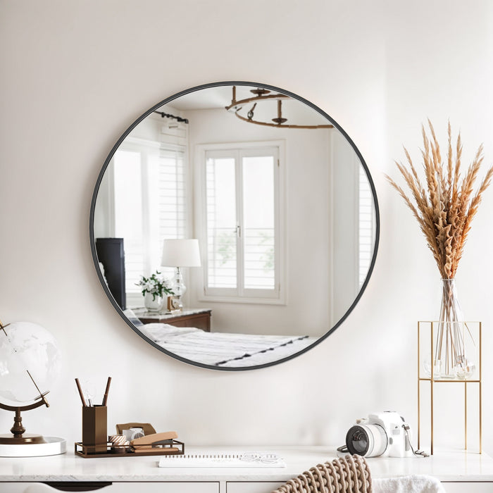 Bigleap Round Mirrors Wall Mirror 24 inch Circle Mirror for Bathroom,Black