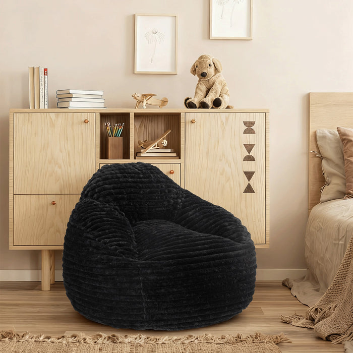 Simenmax 39" Memory Foam Bean Bag Chair with Backrest & Armrests - Ergonomic Lounger for Adults, Living Room, Bedroom, Dorm - Supports 250 lbs, Black