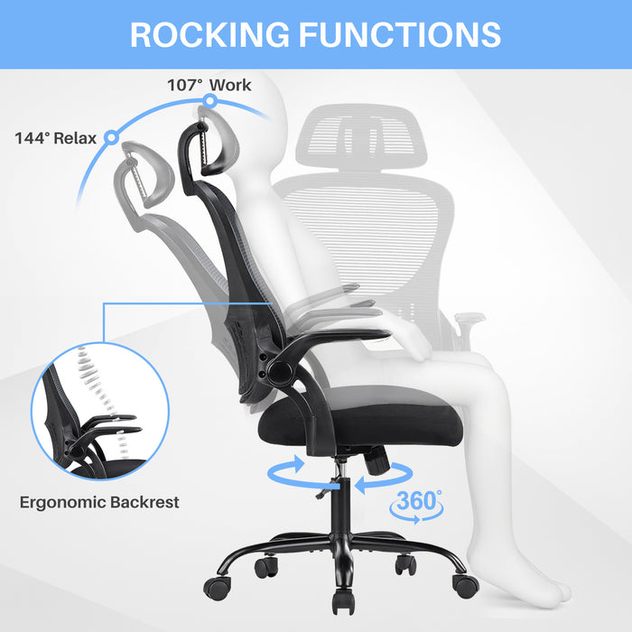 Bigleap Office Chair, Ergonomic Computer Chairs with Flip-up Arms,Black