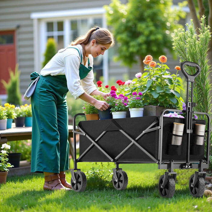 Beddle Foldable Cargo Wagon with All-Terrain Wheels, Portable Shopping Wagon Large Capacity Utility Cart, Heavy Duty Collapsible for Sand, Beach, Gardening