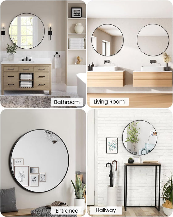 Round Mirrors Wall Mirror 20 inch Circle Mirror for Bathroom,Black