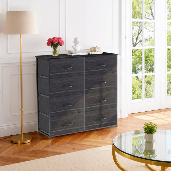 Bigleap 8-Drawer Dresser, Fabric Storage Tower for Bedroom, Hallway, Entryway, Tall Chest Organizer Unit with Fabric Bins,Black Wood