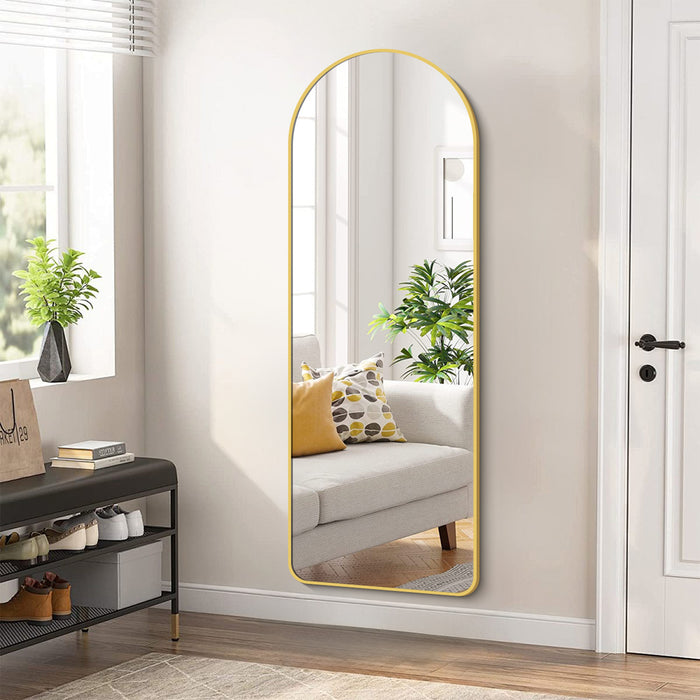 Bigleap Full Length Mirror 59"x16" Arched Full Body Floor Mirror Standing Wall-mounted ,Gold
