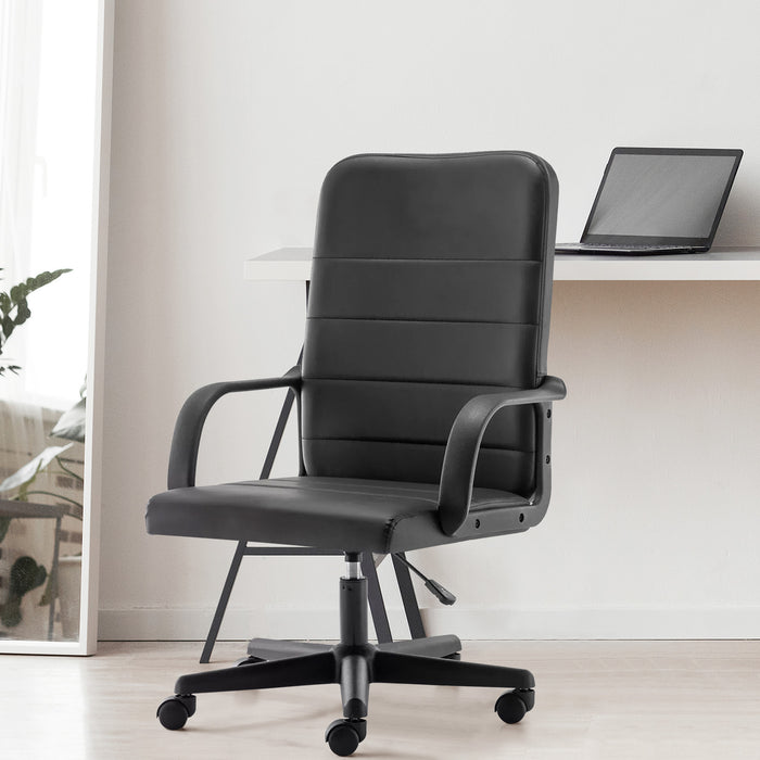 Office Chair, High Back Ergonomic Computer Desk Chair with Arms, Height Adjustable Rolling Swivel Leather Chair for Home Study Working