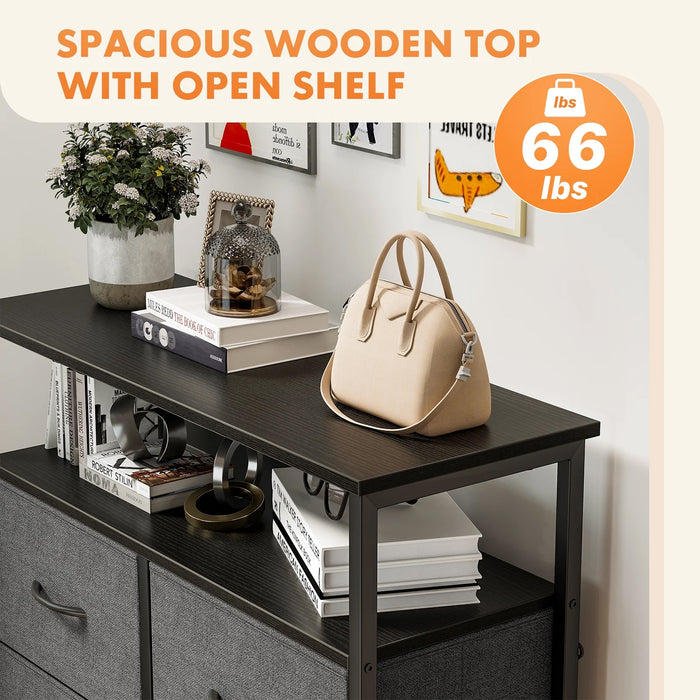 Bigleap 8-Drawer Dresser, Fabric Storage Cabinet, Clothes Organizer with Wood Top,Wardrobe, TV Stand for Living Room & Bedroom, Gray
