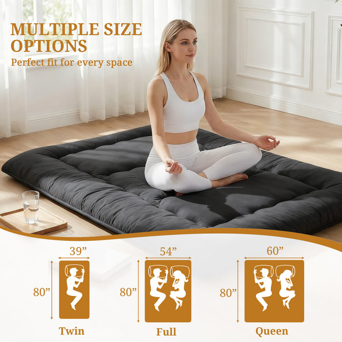 Beddle 3.94 in Memory Foam Floor Futon Queen Mattress, Foldable Roll-Up Tatami Bed with Storage Bag for Adults, Guest Room & RV