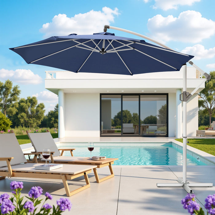 Bigleap 10ft Offset Umbrella Cantilever Patio Hanging Umbrella Outdoor Market Umbrella,Blue