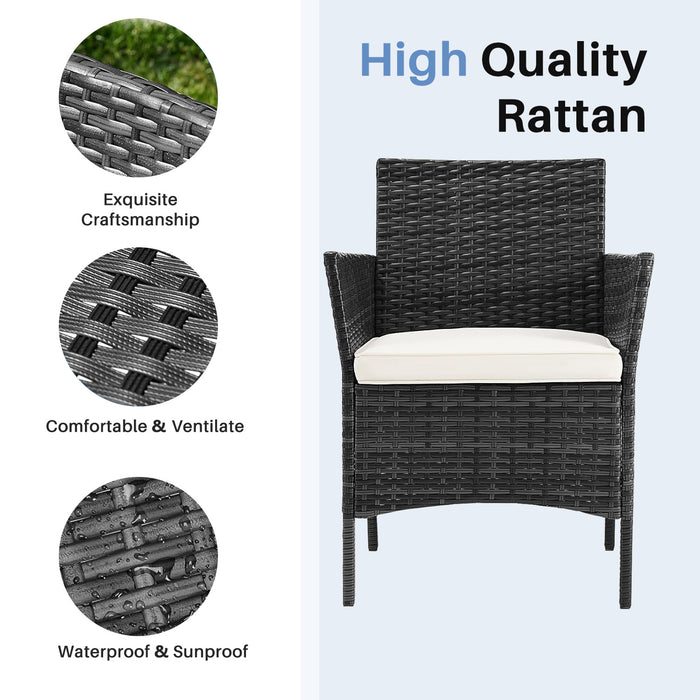 Simenmax Patio Furniture Set 4 Pieces, Outdoor Wicker Furniture with Coffee Table, Modern Rattan Patio Chairs Conversation Sets with Sofa for Garden, Terrace, Porch, Balconies, Lawns,Brown