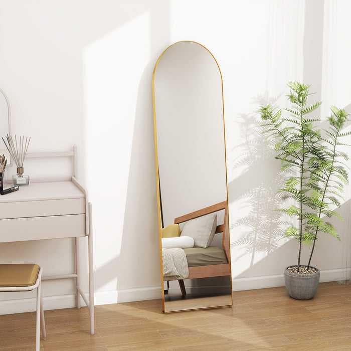 Simenmax Arched Full Length Mirror, Full Body Floor Mirror with Stand,Gold, 59"x16"