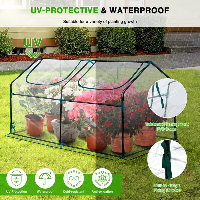 Simenmax 71'' Instant Mini Greenhouse, Portable Waterproof Plant & Pet Shelter with Roll-Up Vents, High Light Transmission, for Indoor/Outdoor Use