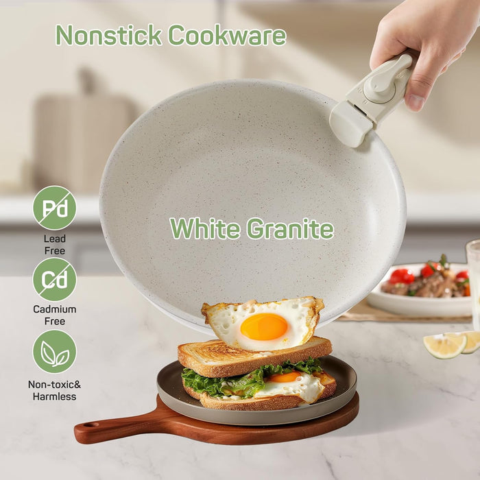TINKLE WELL Non-Stick Pots and Pans Set, 12-Piece Induction Cookware Set, Oven & Dishwasher Safe, Stackable with Removable Handle, Space-Saving RV Cookware