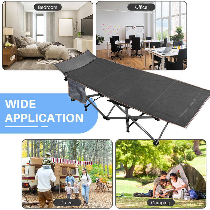 Bigleap Camping Cot, Folding Camping Cot Heavy Duty Sleeping Bed with Pilllow for Home Office Travel, Camping, Red