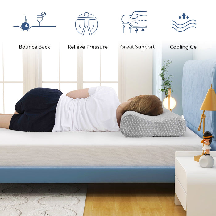 Twin Mattress, 12 inch Memory Foam Mattress, Medium Firm Cool Gel Foam Mattress with Breathable Soft Fabric Cover, Made in USA,White