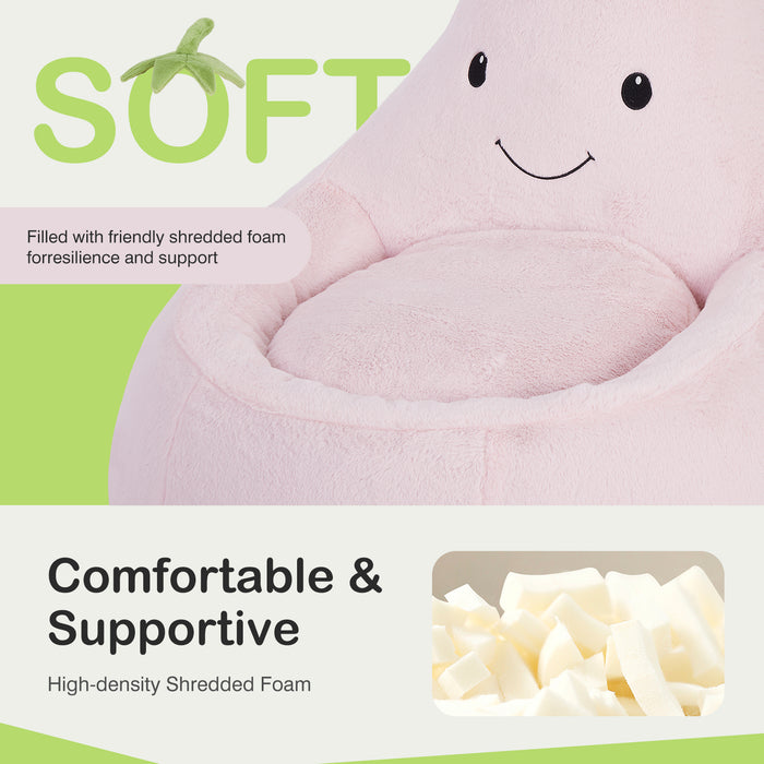 Simenmax 24'' Bean Bag Chair, Plush Rabbit Fur L-Shape Lounger, Washable Stuffed Sofa for Living Room, Bedroom & Reading Nook,Pink