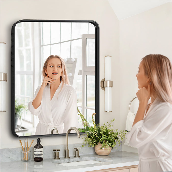 24x36 Inch Bathroom Mirror Large Rectangle Vanity Framed Mirror for Wall, Tempered Glass, Hangs Horizontally or Vertically