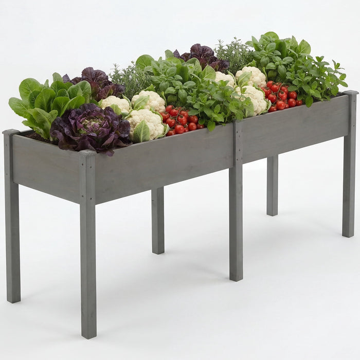 Betcozy Raised Garden Bed, 72x 23x 30 Inch Natural Wood Gardening Elevated Planter Box, Large Load-bearing, Gray