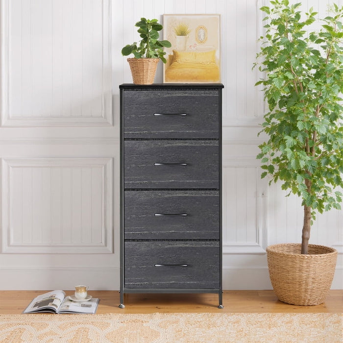 Simenmax 4 Dresser, Storage Drawers with Removable Fabric Bins, Fabric Closet Chests Organizer for Bedroom, Closet, Living Room, Black Wood