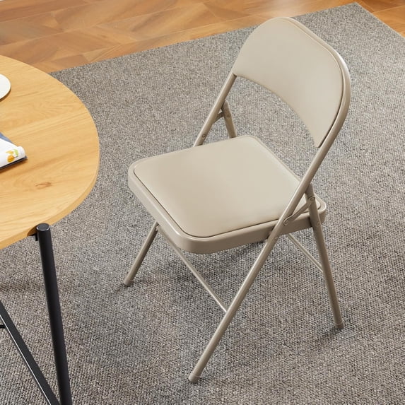 Parcus Folding Chairs with Padded PU Leather Seat and Metal Frame, Indoor/Outdoor Use