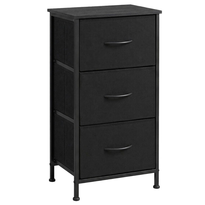Betcozy 3-Drawer Nightstand Storage Dresser, Classic Bedroom Dresser for Clothes & Nursery Organization, Stable Metal Frame, Wooden Top, Black