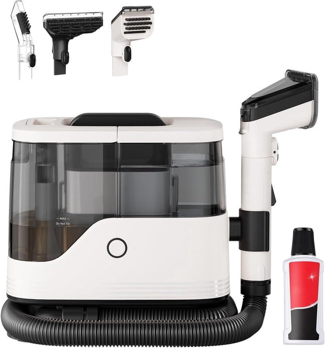 Simenmax Portable Carpet & Upholstery Cleaner ¨C 13KPa Suction, 3 Attachments, Removable Twin Tanks, Lightweight Spot Shampooer for Sofa, Car Seats, Stairs, Beige