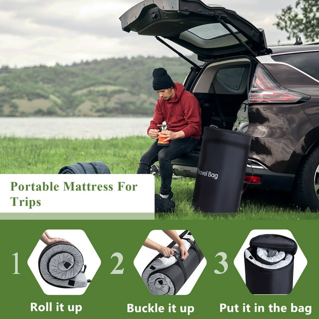 2.5 inch Memory Foam Sleeping Pad Camping Mattress,Portable Roll up Sleeping Mat, Waterproof