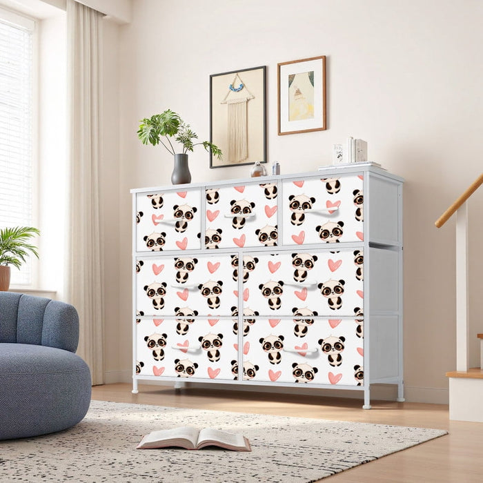 Taoset 7-Drawer Fabric Dresser with Panda Print, Kids' Bedroom Storage Cabinet