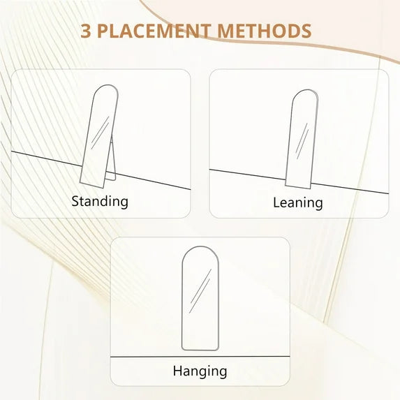 Sybels Arched Floor Mirror, 64" Full-Length Mirror in Aluminum for Bedroom & Living Spaces, Gold