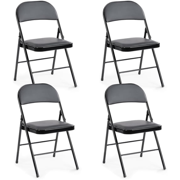 Parcus Folding Chairs with Padded PU Leather Seat and Metal Frame, Indoor/Outdoor Use