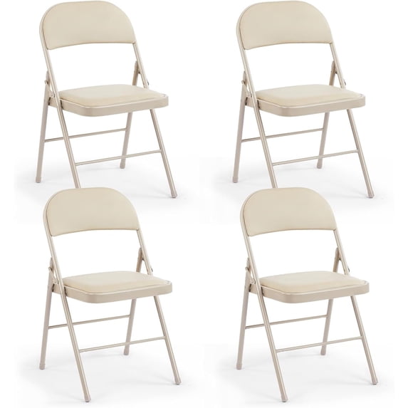 Parcus Folding Chairs with Padded PU Leather Seat and Metal Frame, Indoor/Outdoor Use