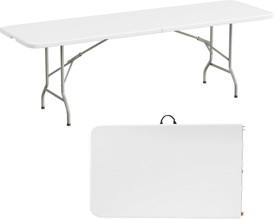 Dozzle 8ft Portable Folding Table for Parties & Camping | Heavy-Duty Indoor Outdoor Desk with Handle