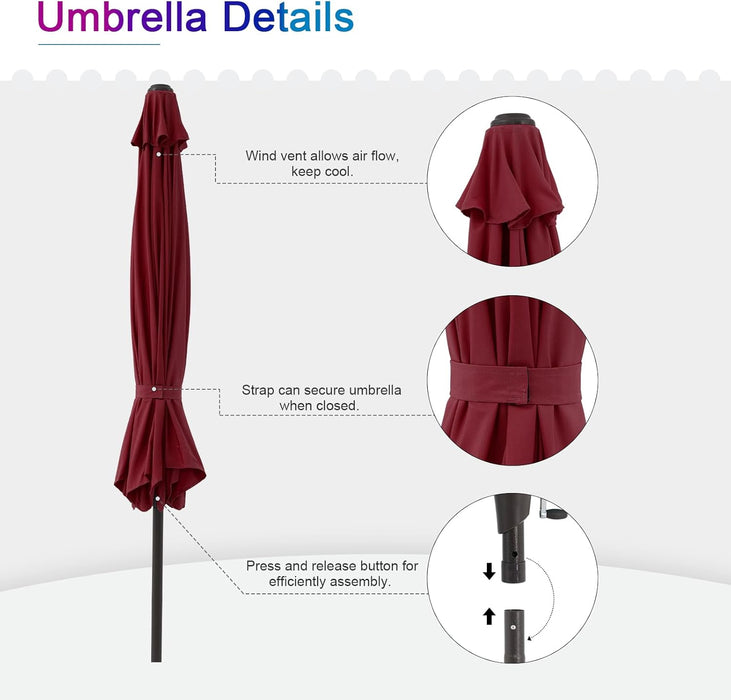 Dozzle 9 ft Patio Umbrella with Tilt & Crank, 8-Rib Outdoor Market Umbrella for Table, Red (No ratings yet)