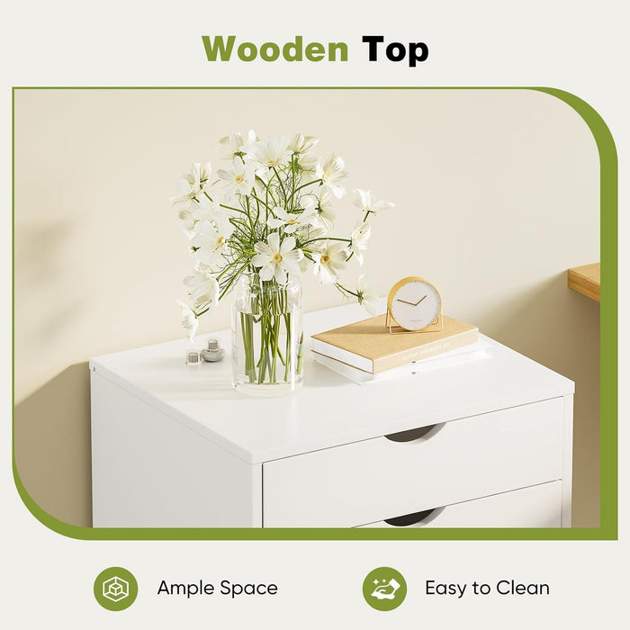 Sybels 7-Drawer Rolling Storage Cart, Mobile File Cabinet & Organizer Dresser with Wheels for Home Office, Wood Chest, White