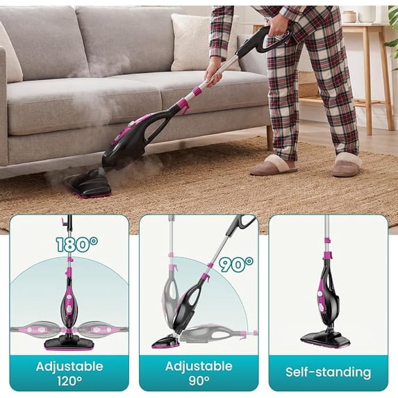 Parcus 10-in-1 Steam Mop & Handheld Cleaner – 1550W Powerful Steamer with 14 Accessories, Perfect for Hardwood, Tile, Carpet, Windows & Grout