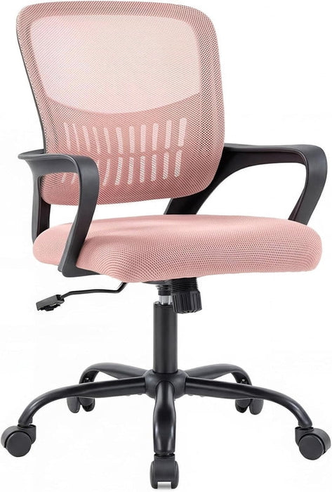 Simenmax Ergonomic Office Chair – Adjustable Height with Lumbar Support, Breathable Computer Desk Chair, Pink