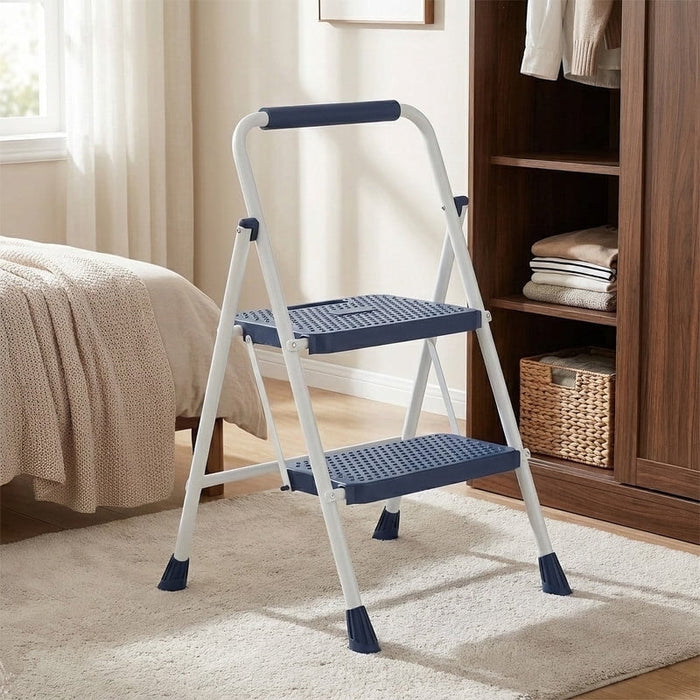 Taoset Step Ladder, Sturdy 2 Step Stool with Anti-Slip Pedal, Automatic lock, for Home Kitchen, Garage, Outdoor Use, Blue